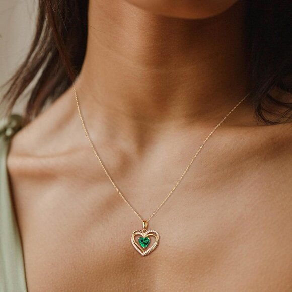 Elegant Sterling Silver 18in Birthstone Necklace with 3 Heart Pendant & Interloc - Picture 2 of 8